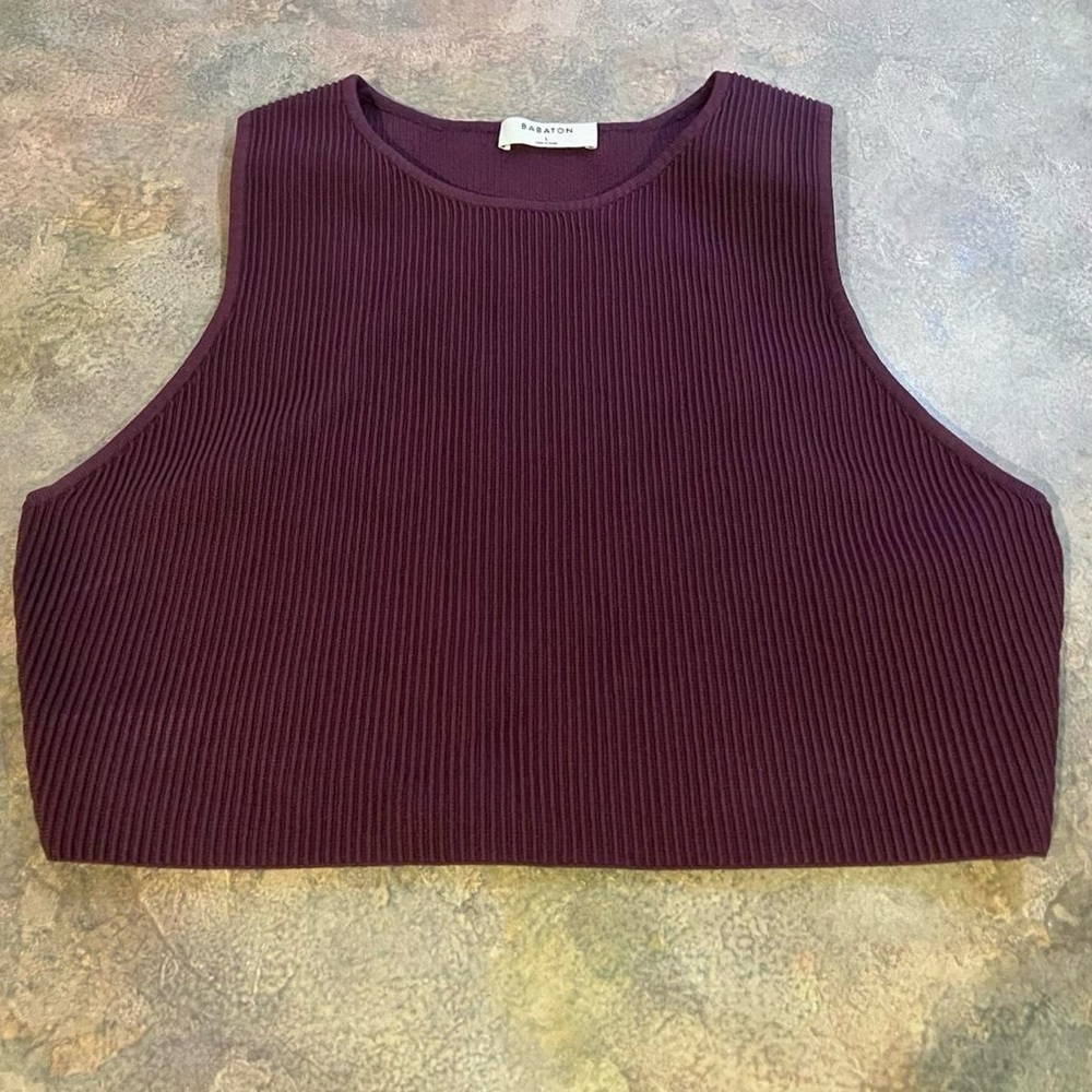 Babaton Ribbed Crop Top in Deep Plum